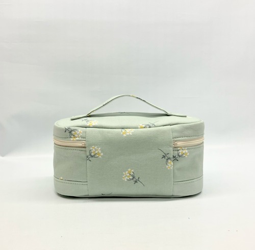 バニティポーチ  ミントフラワー　ポーチ｜とりさん工房ーかわいいハンドメイドポーチ