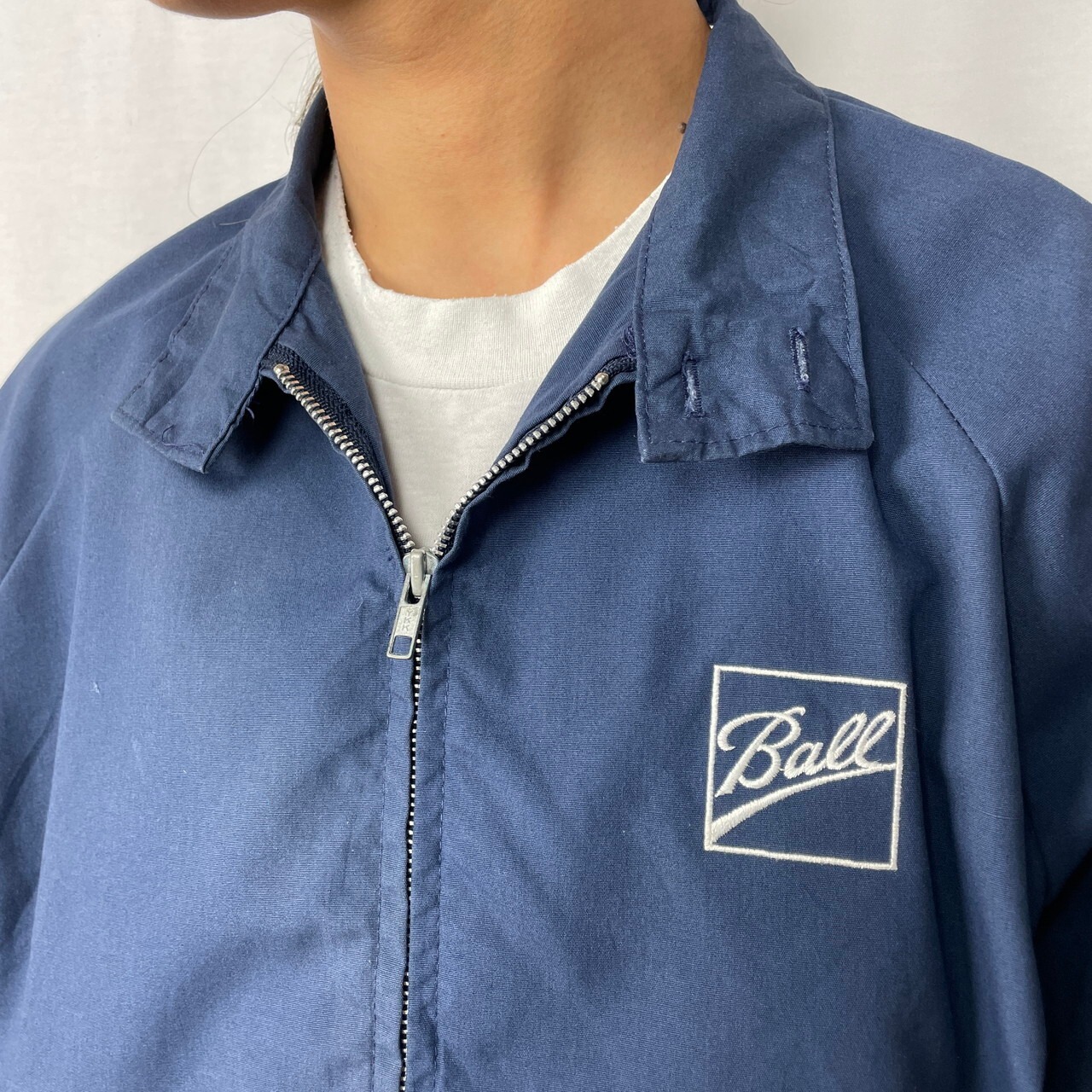 80年代 USA製 KING LOUIE 企業ロゴ刺繍 ハリントンジャケット スイング 