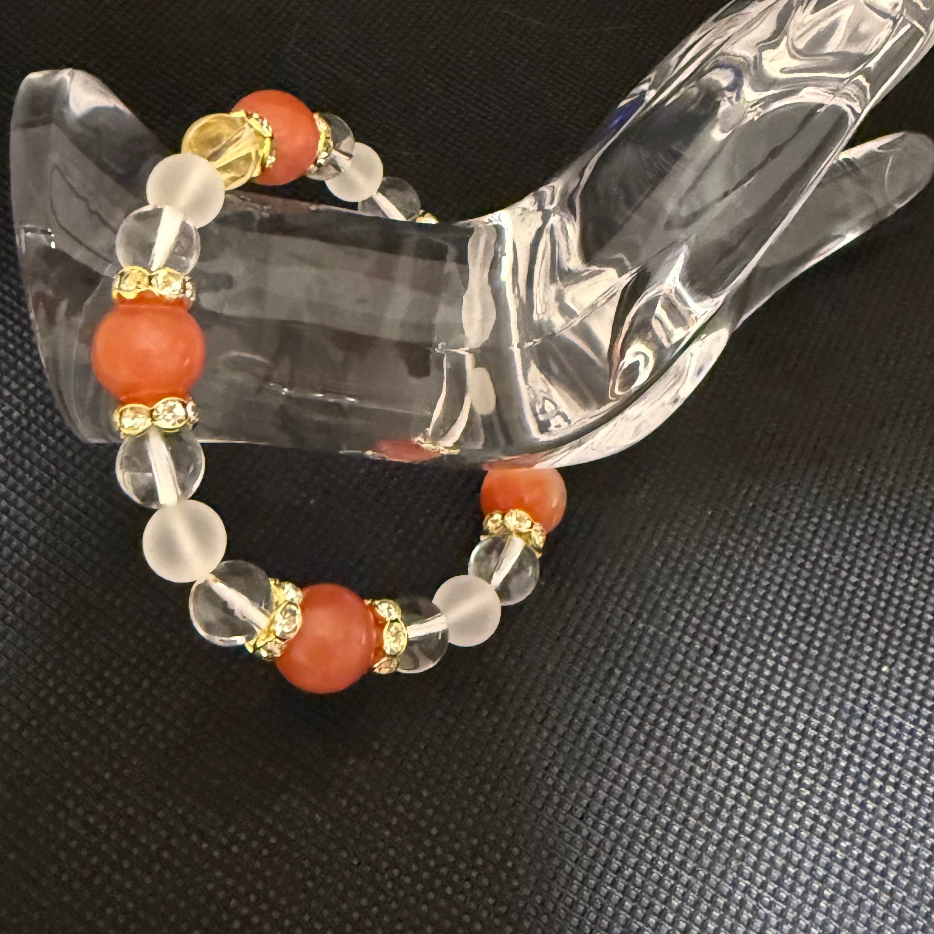 塩源瑪瑙とフロスト水晶のブレスレット | めぽもあ mepomoa