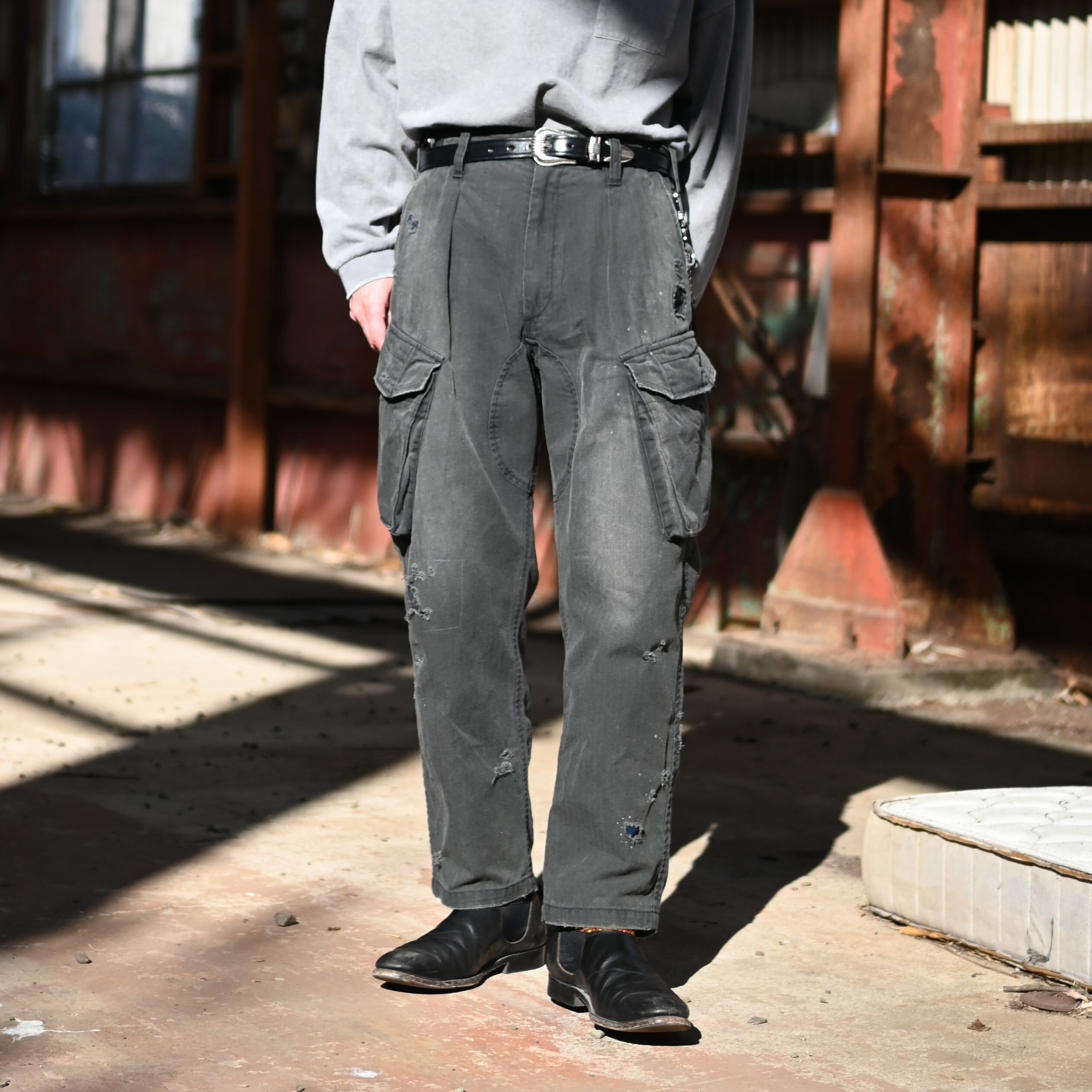 ANACHRONORM サイズ2 カーゴパンツ ANACHRONORM / REMAKED HERRINGBONE COMBAT CARGO TROUSERS | GANKO