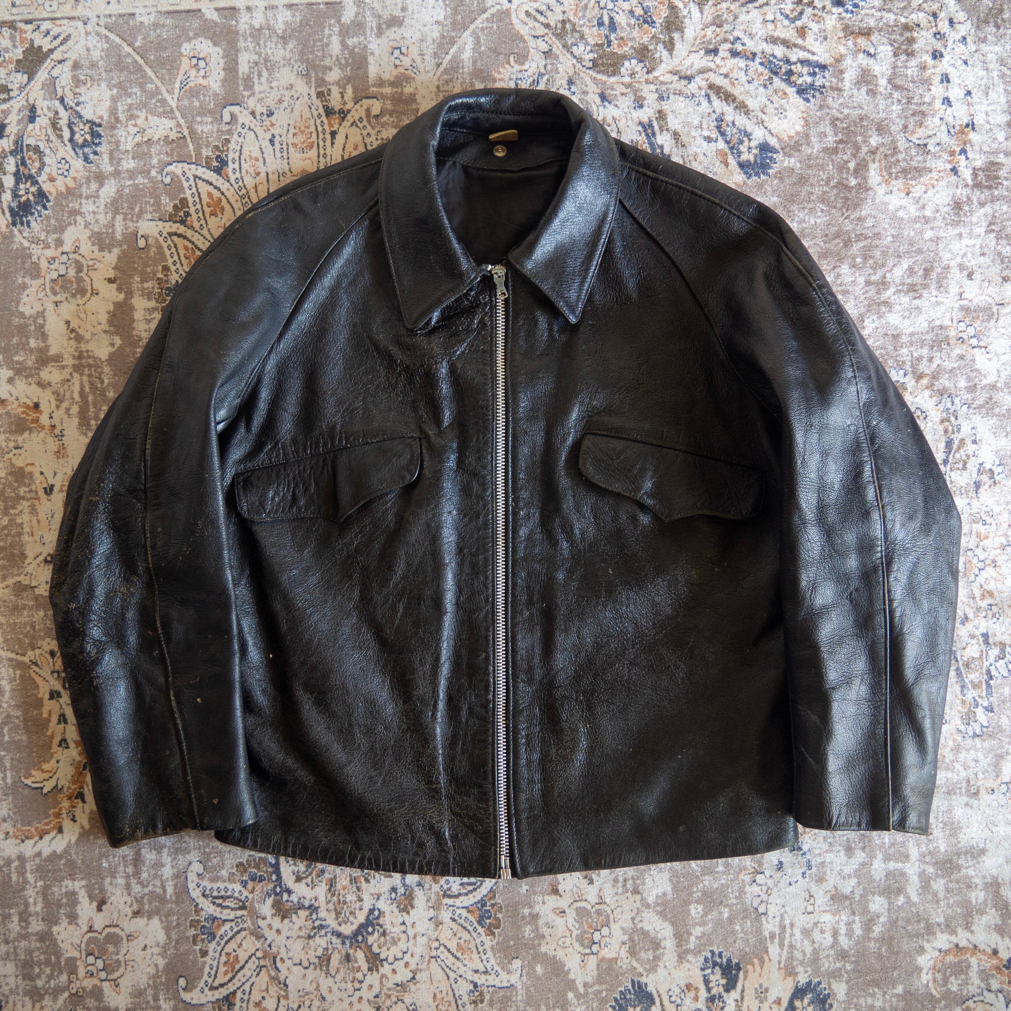 1950s Italian Army Chromed Goatskin Motorcycle Jacket | 'bout