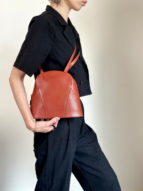 LOEWE ロエベ ショルダーバッグ ブラウン ロゴ型押し レザー vintage ヴィンテージ オールド hhdfi4
