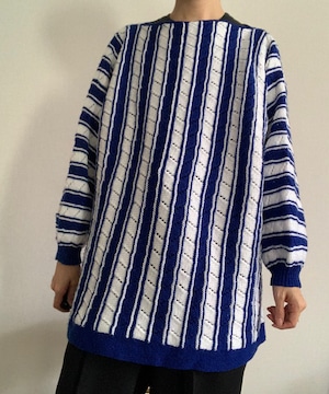 【送料無料】Blue×White striped knit