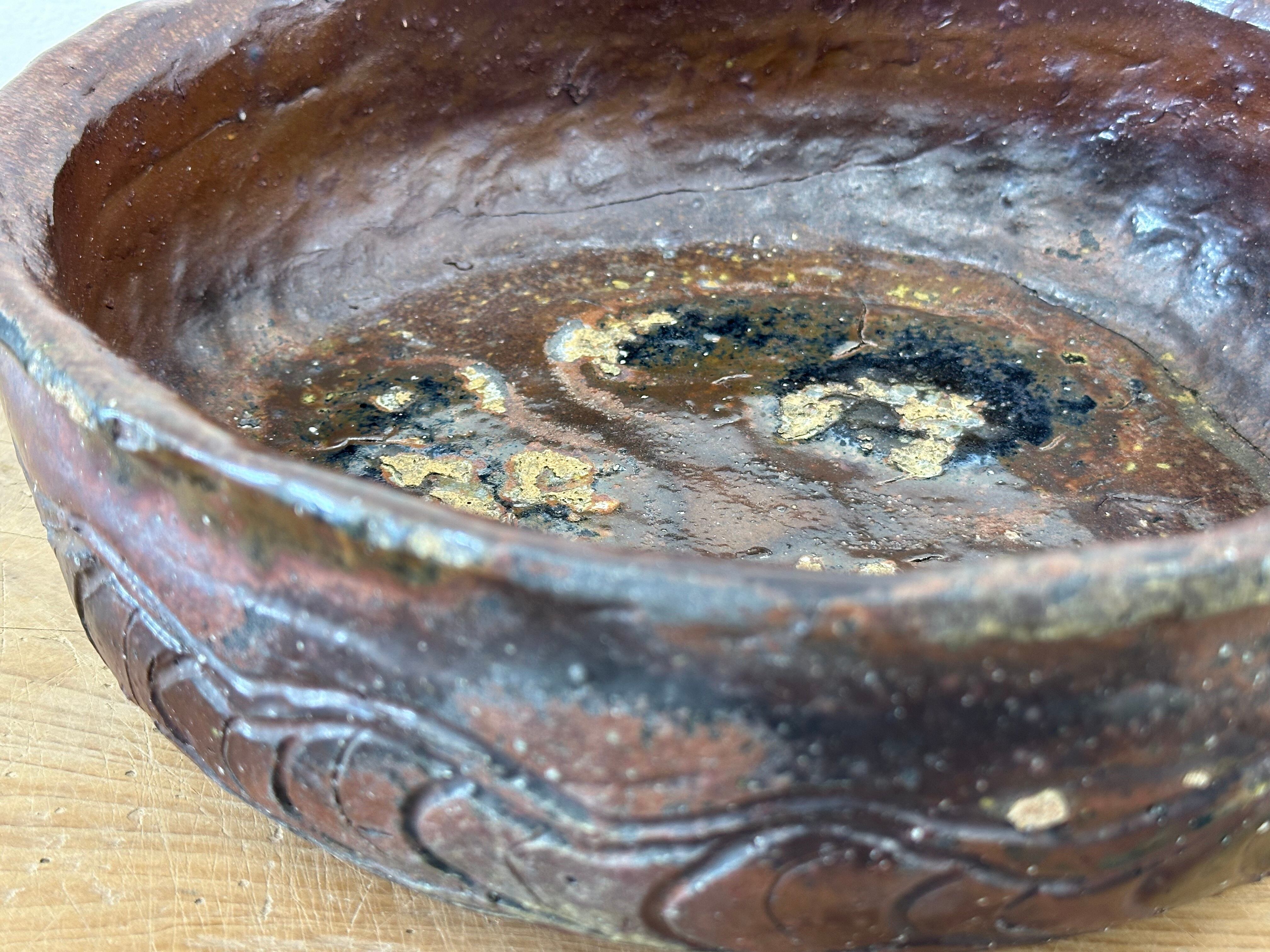 陶芸家　作家物　國吉清尚　平皿　皿　焼締　六寸皿　窯変　沖縄　琉球　自然釉 陶芸家 作家物 國吉清尚 平皿 皿 焼締 六寸皿 窯変