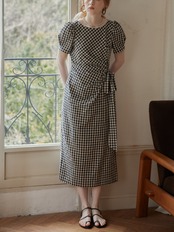 Campagne Gingham Wrap Dress F0690