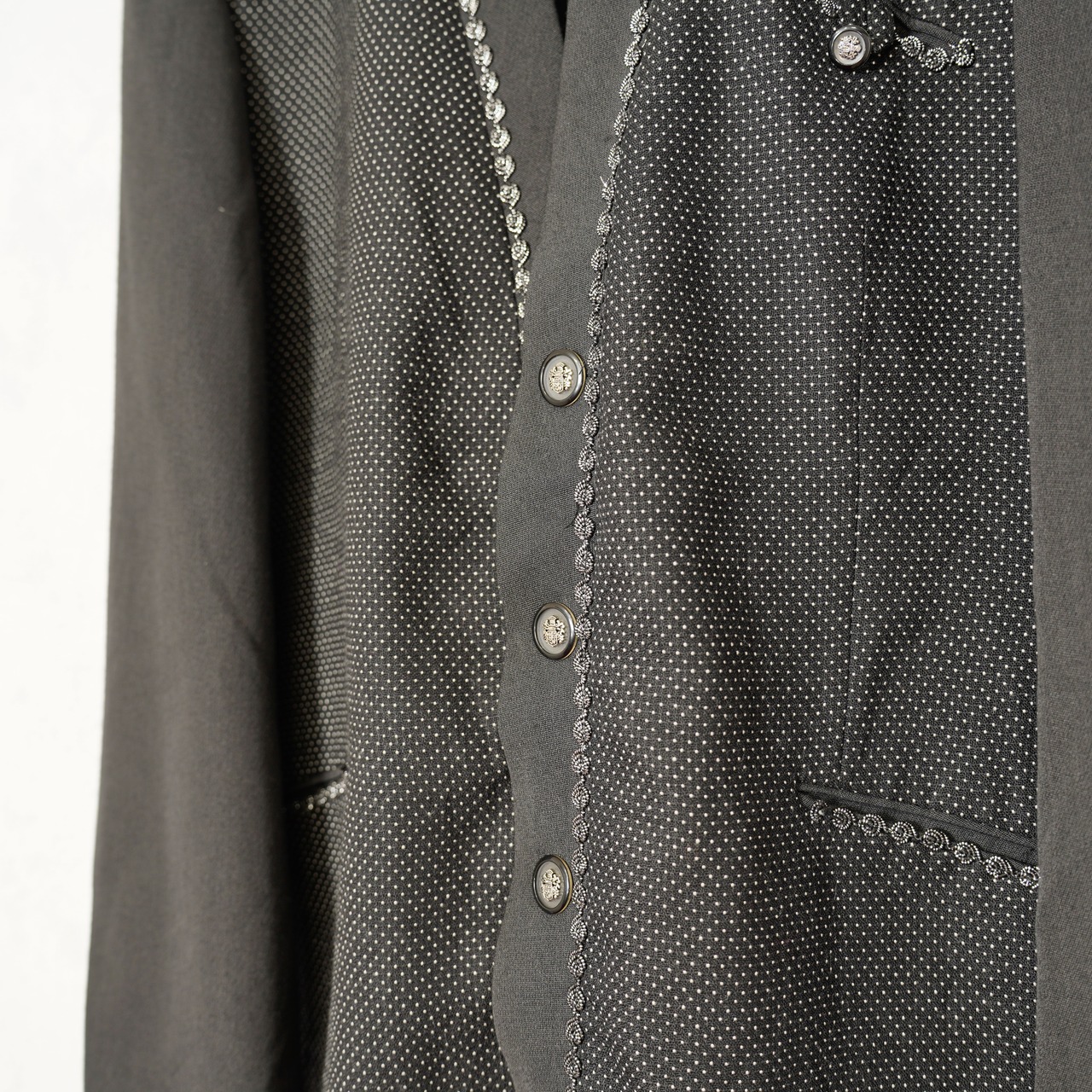 SPECIAL ITEM* EU VINTAGE BUSINESS CLASS NO COLLAR DESIGN CARDIGAN 