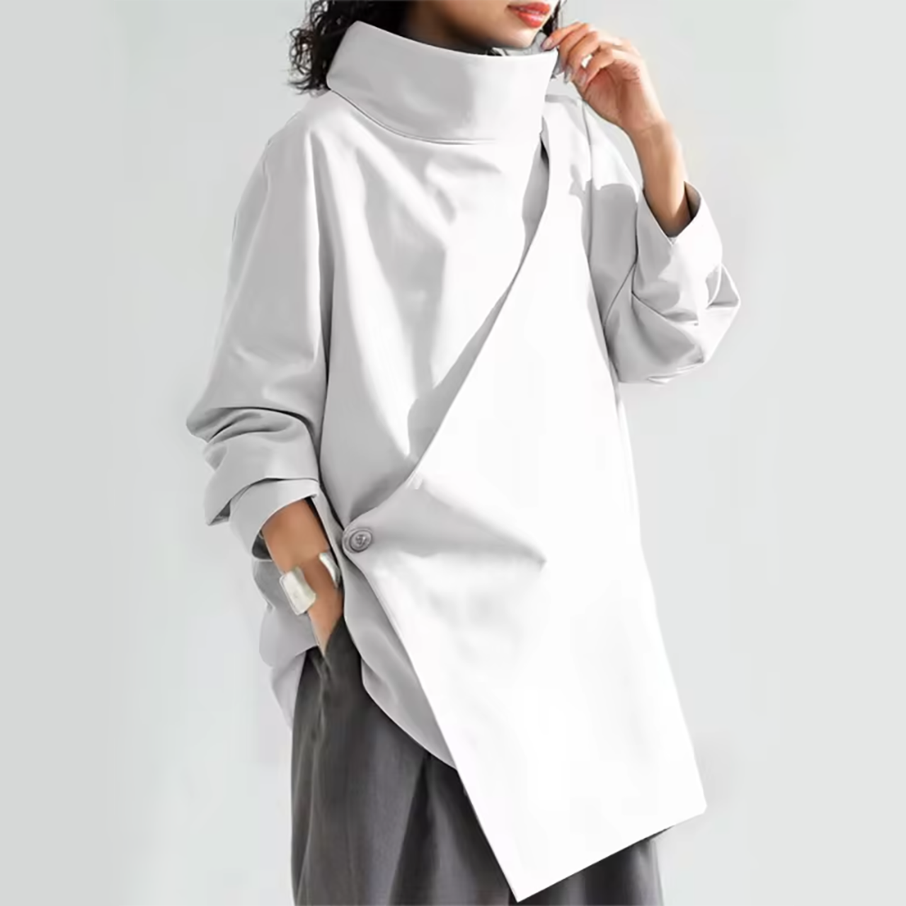 Buttoned High Neck Tops / ボタン ハイネック トップス