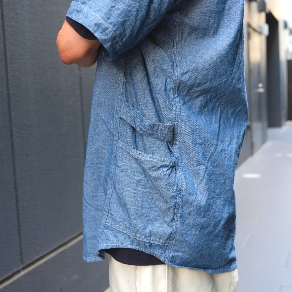 SASSAFRAS(ササフラス) / Gardener Shirt 1/2 5oz Chambray -Blue- (SF