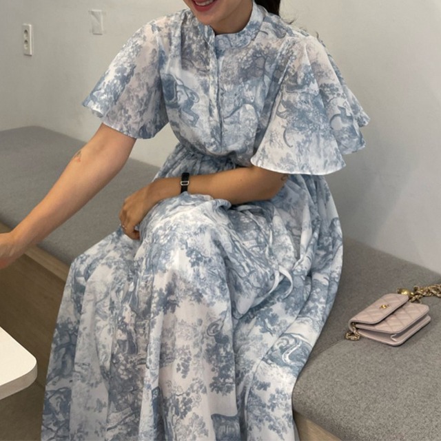 classical print dress　10620