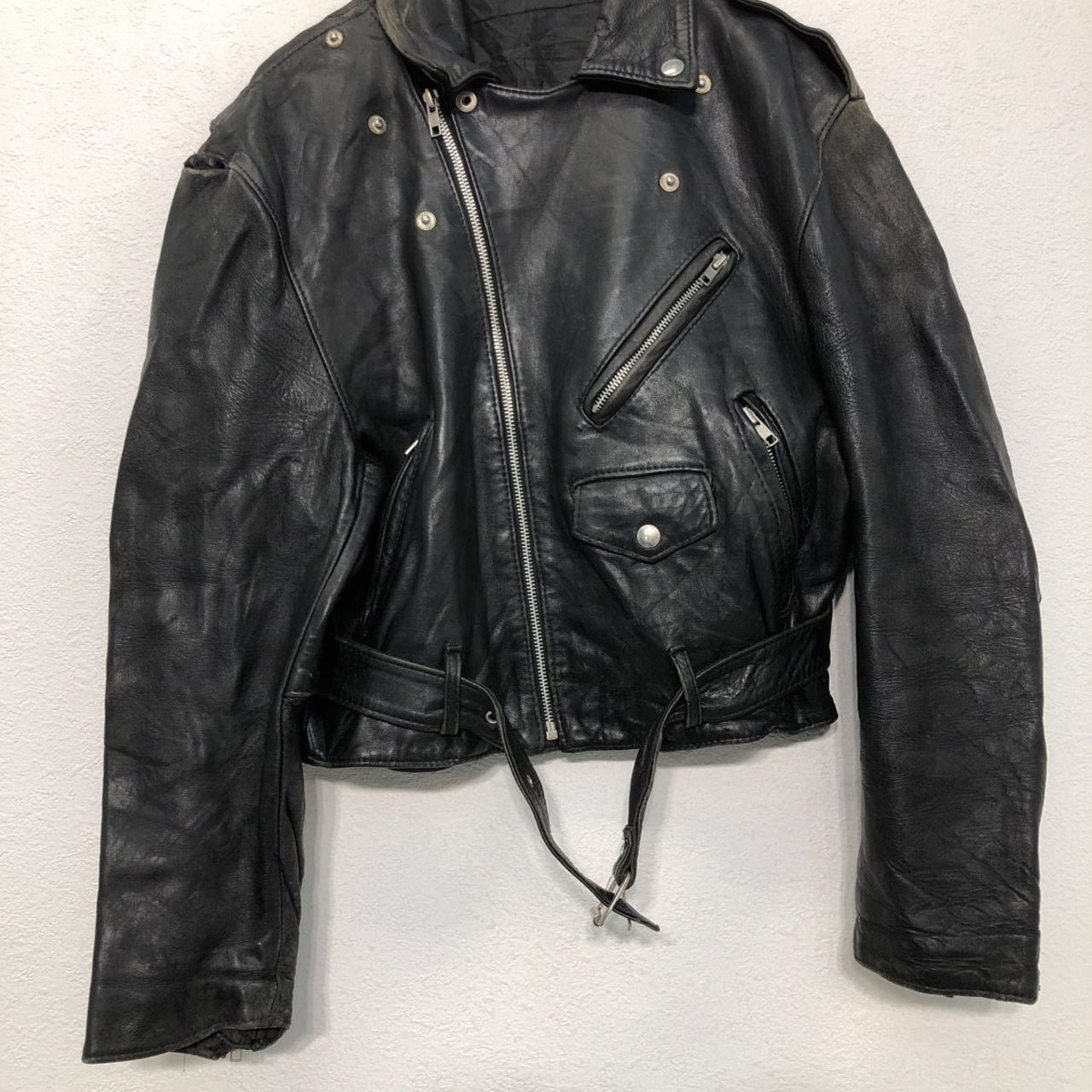 レザー ジャケット 1 S〜 ブラック ダブル ライダース 革ジャン 古着卸 