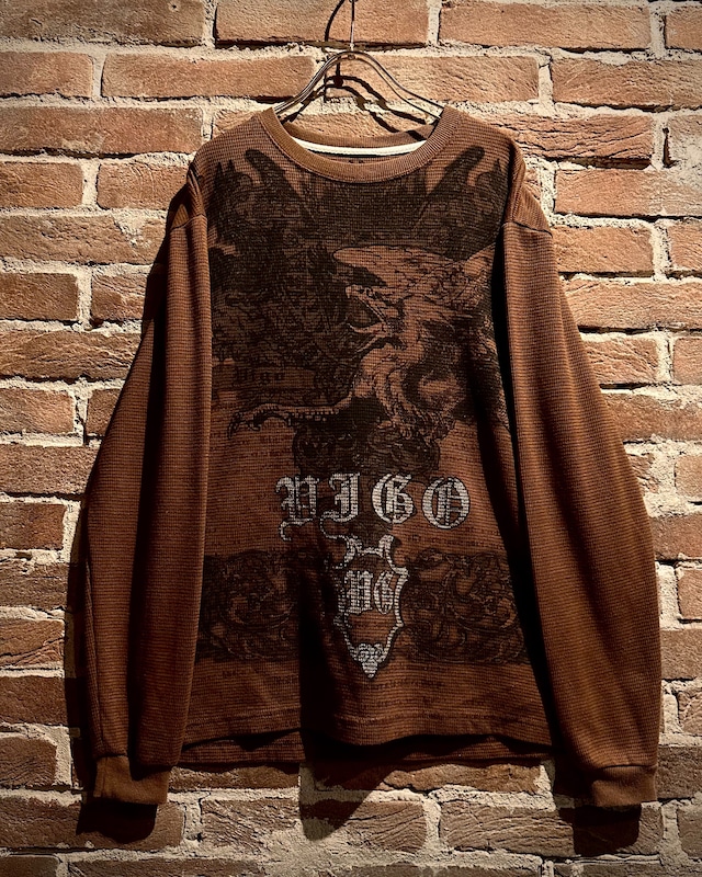 【Caka act3】Gothic Design Vintage Loose Vintage L/S Thermal T-Shirt