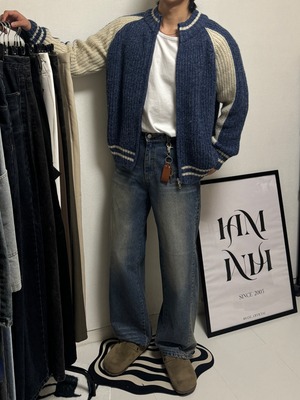 Varsity Zip-Up Soft Shade Knit Cardigan (4color)