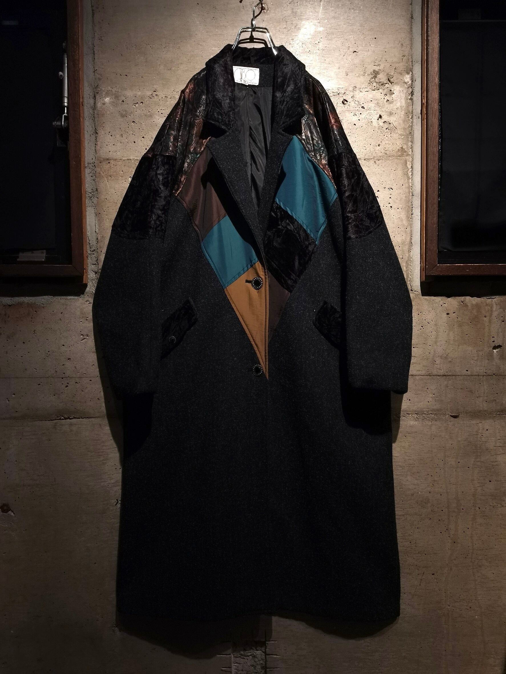 Caka】Multi Textile Patchwork Design Vintage Wool Chester Coat 