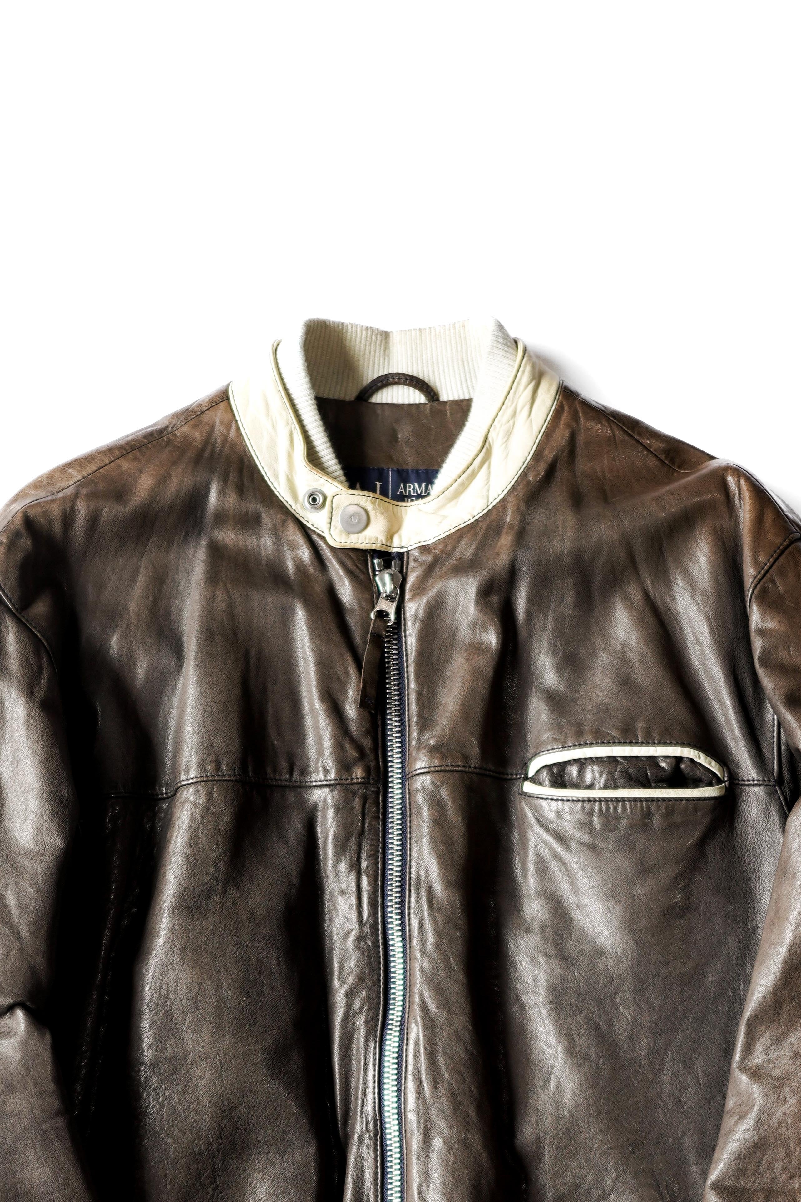 ARMANI JEANS” Nappa Leather Riders Jacket | ESSENCE
