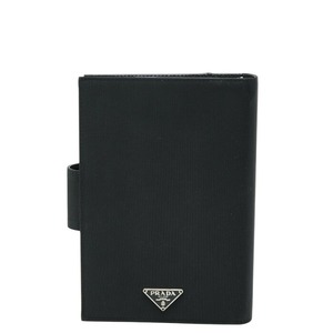 プラダ 三角ロゴプレート - 手帳カバー システム手帳 ブラック ナイロン レザー レディース PRADA 【中古】