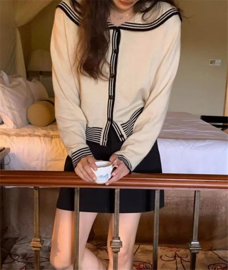 とてもファッション レトロ ラペル ストール ニットトップス セーター カーディガン トップス 女性