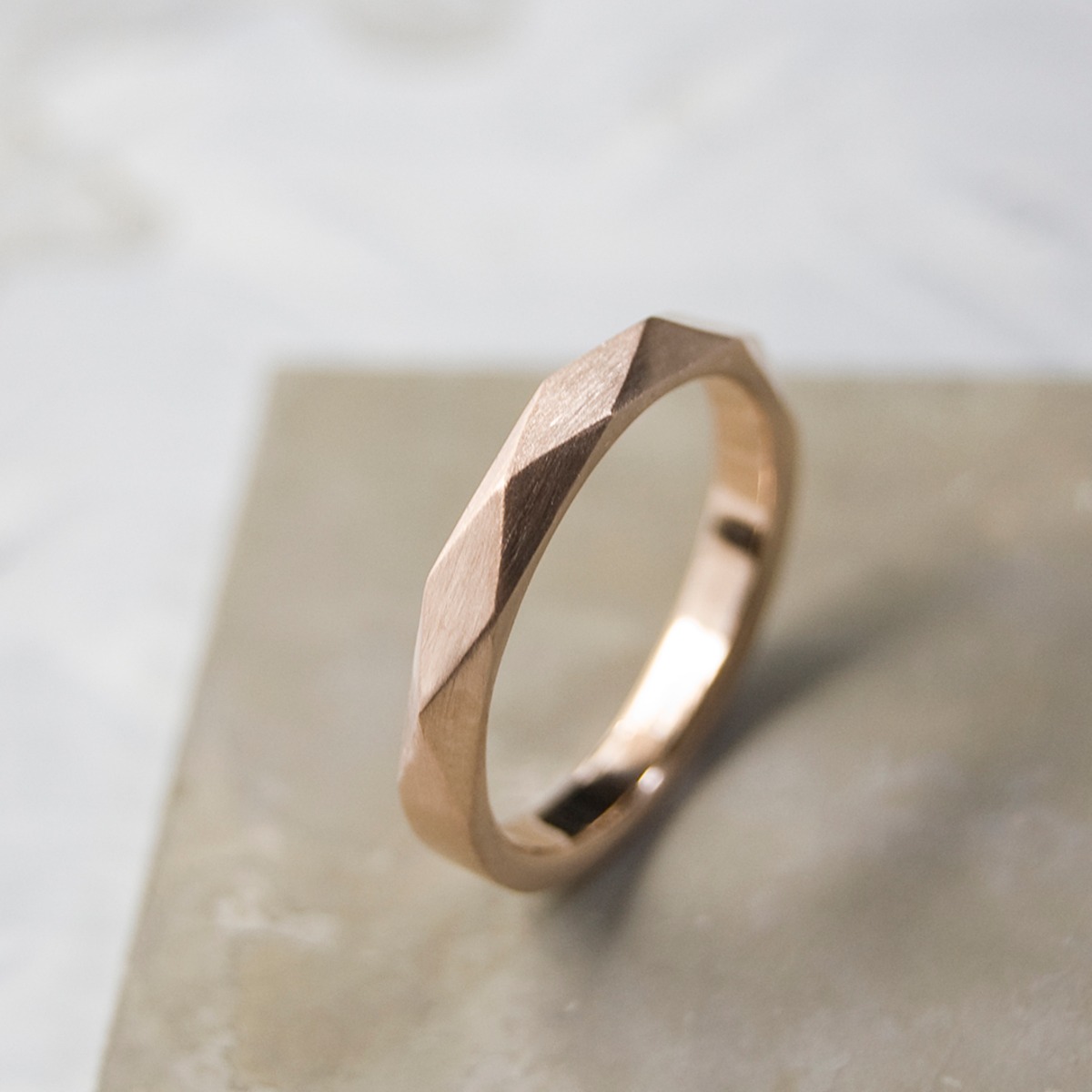 K10PGピンクゴールドファセットリング 2.8mm幅 つや消し 5号～15号  