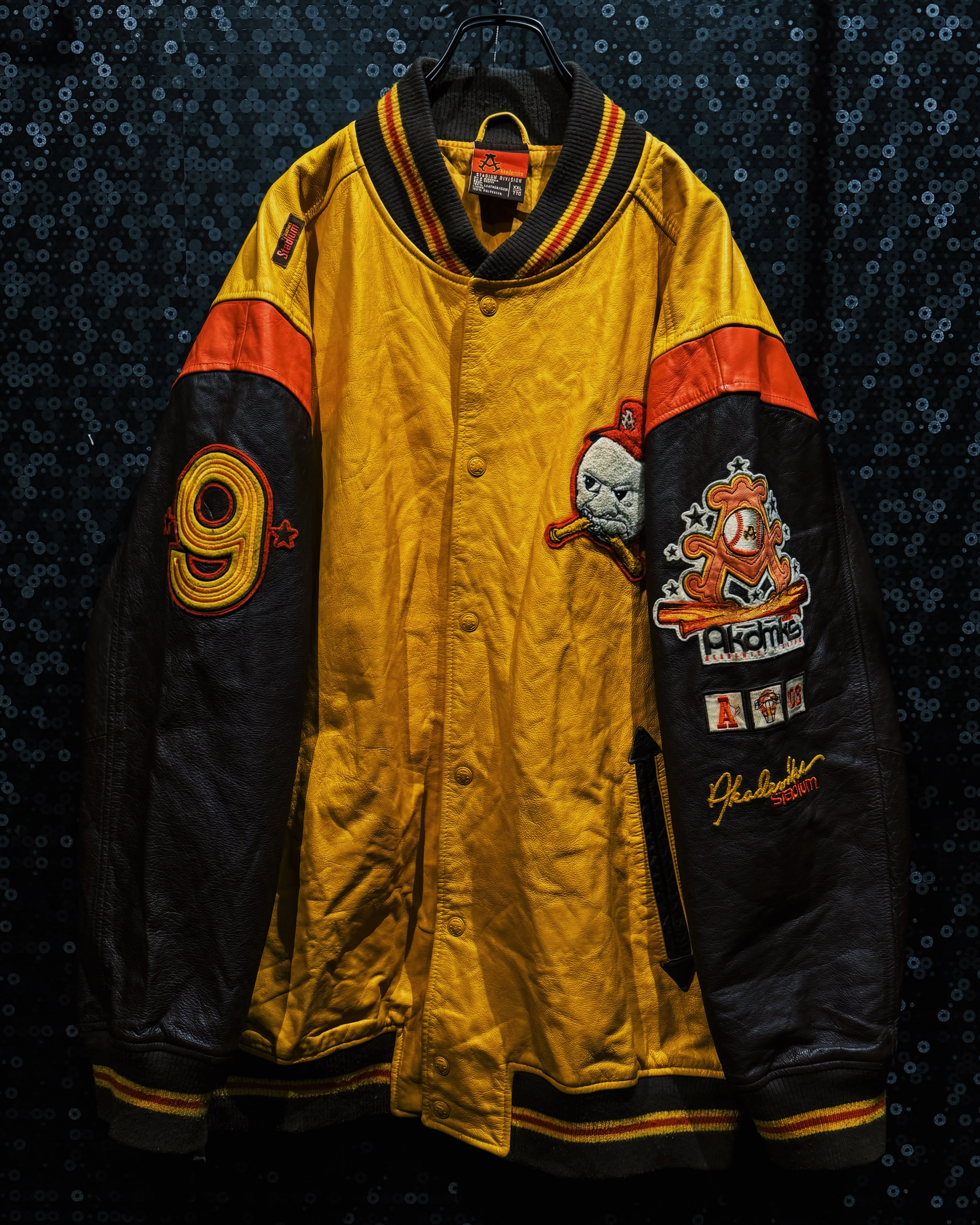 【ÆIEM】“AKADEMIKS Stadium Division” Full Leather Patch Stadium Jacket