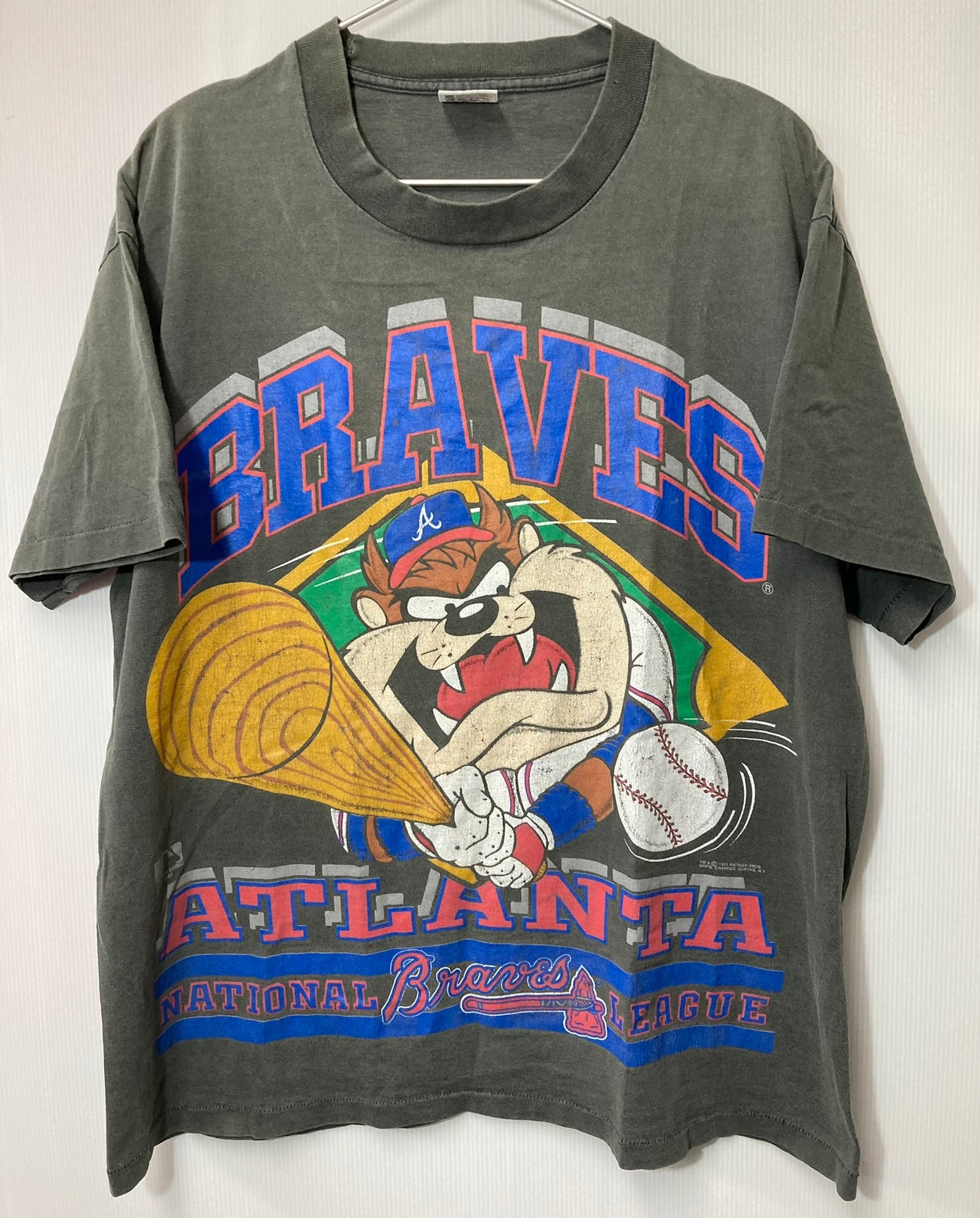 90’s USA製 MLB メジャーリーグ ATLANTA BRAVES アトランタ・ブレーブス 1993 チームロゴ プリント Tシャツ サイズXL  anvill