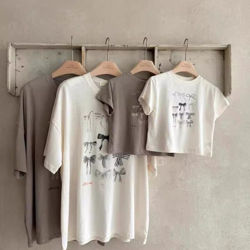 【親子服】夏新作 動蝶結び半袖シャツ