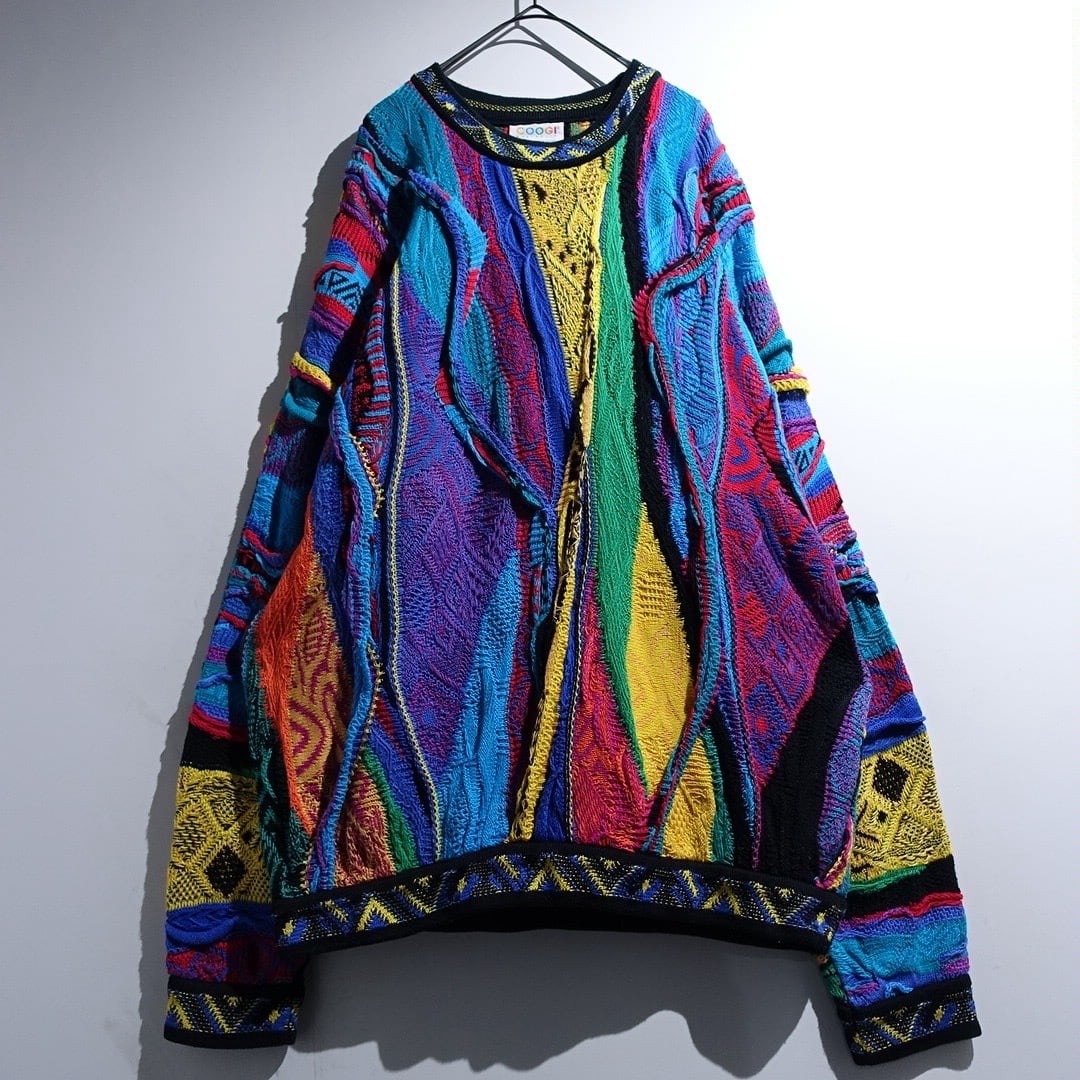 90s "COOGI" Multicolor 3D Pattern Design Mercerized Cotton Knit