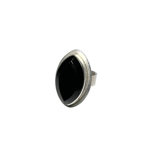 mexican heavy gauge silver ring set with onyx