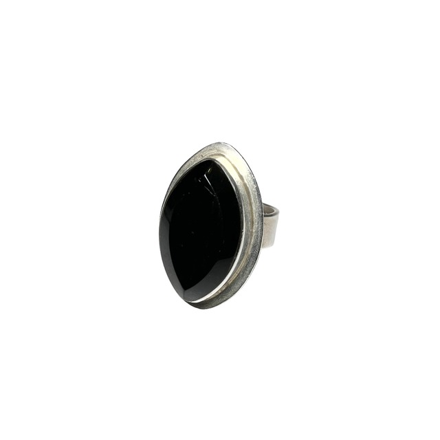 mexican heavy gauge silver ring set with onyx