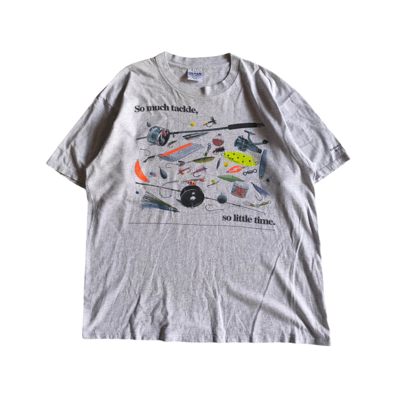 GILDAN　タックルプリント　フィッシング　半袖Tシャツ　ルアー　リール