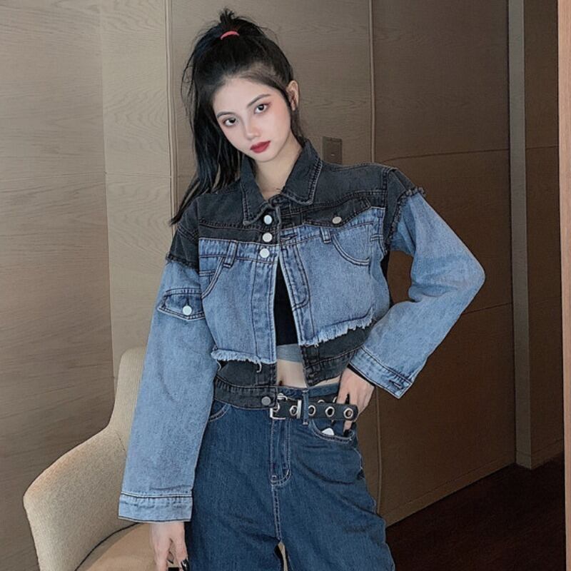 スタイルジャケット ルーズショートスタンダードトップス ロング レトロ ステッチ YY-ファッション36007549375