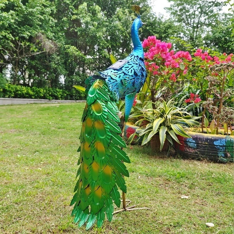 鳥 孔雀 ピーコック ガーデンライト ソーラー ライト 太陽光 自動感光