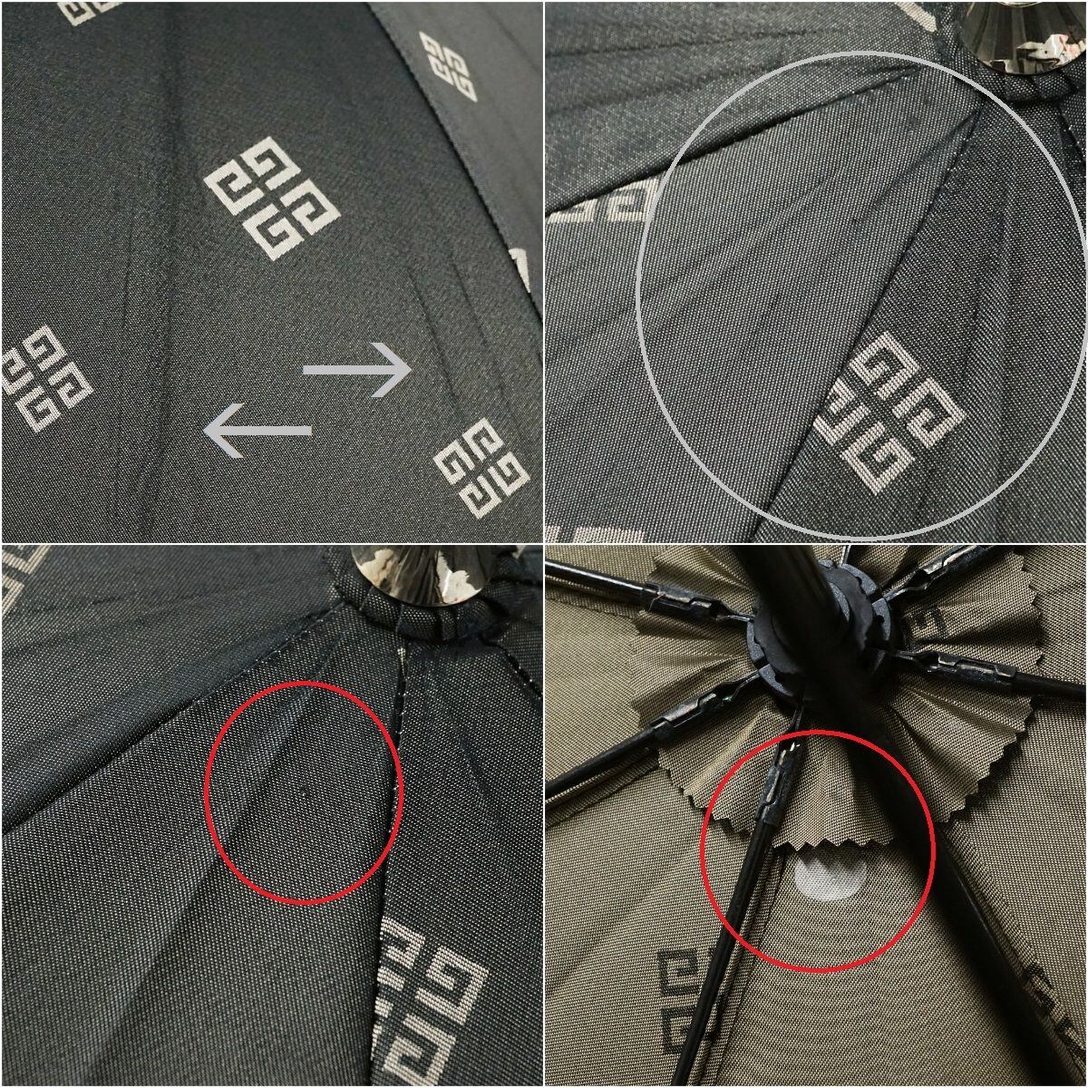 高級傘 GIVENCHY ジバンシイ USED品 ロゴ ブラック グレージュ ジャガード ロゴ グラス骨 60cm S S9572