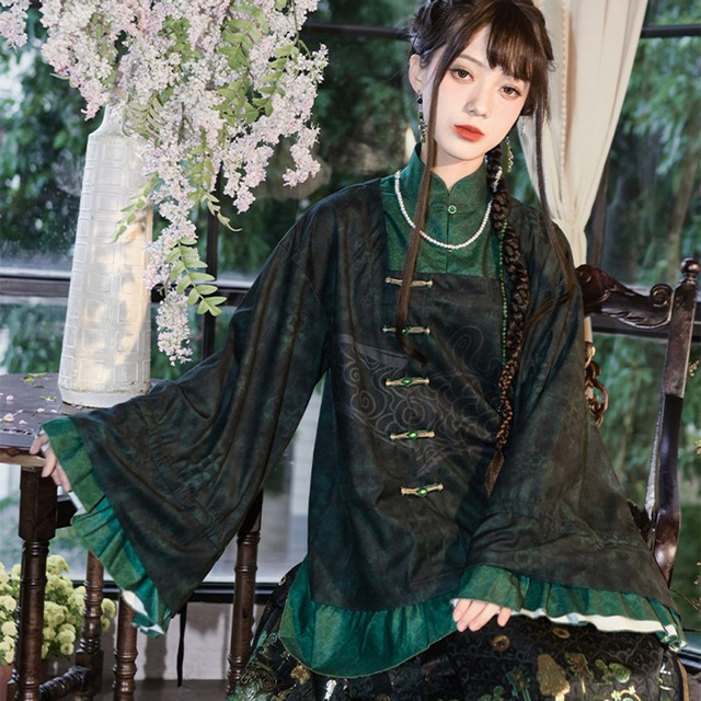 中華ゴシック ツーピーススタンドカラートップス 姫袖 古怪舎