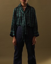 1980's Saint Laurent - Rive Gauche / Plaid Tie Blouse
