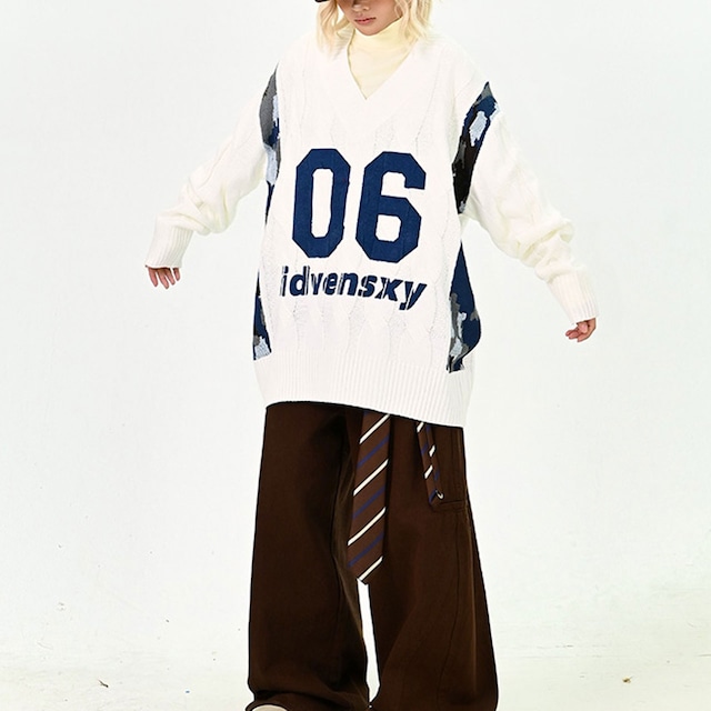 ナンバリングカレッジニット 2col R01193