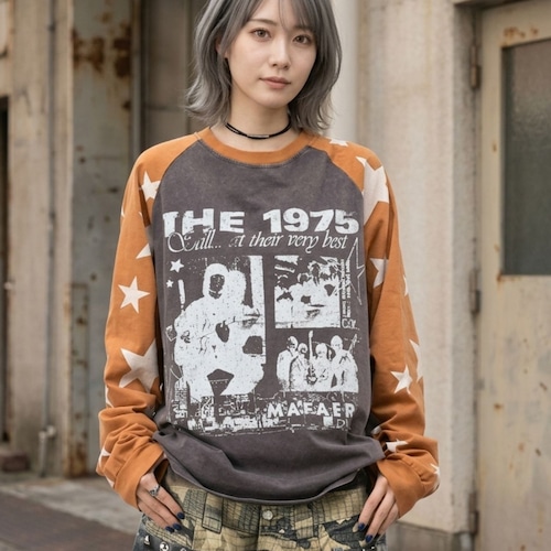 ヴィンテージライクスターパターンラグランTシャツ 2col   R02570