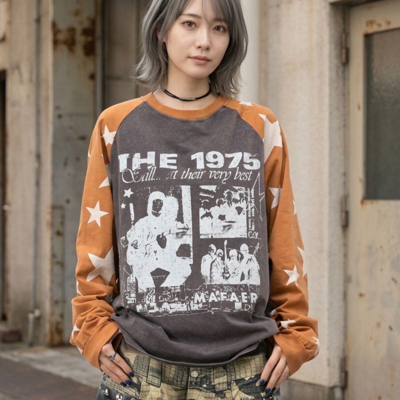 ヴィンテージライクスターパターンラグランTシャツ 2col R02570