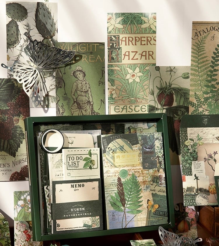 コラージュ素材セット ギフトボックス ノート メモ 素材紙 シール