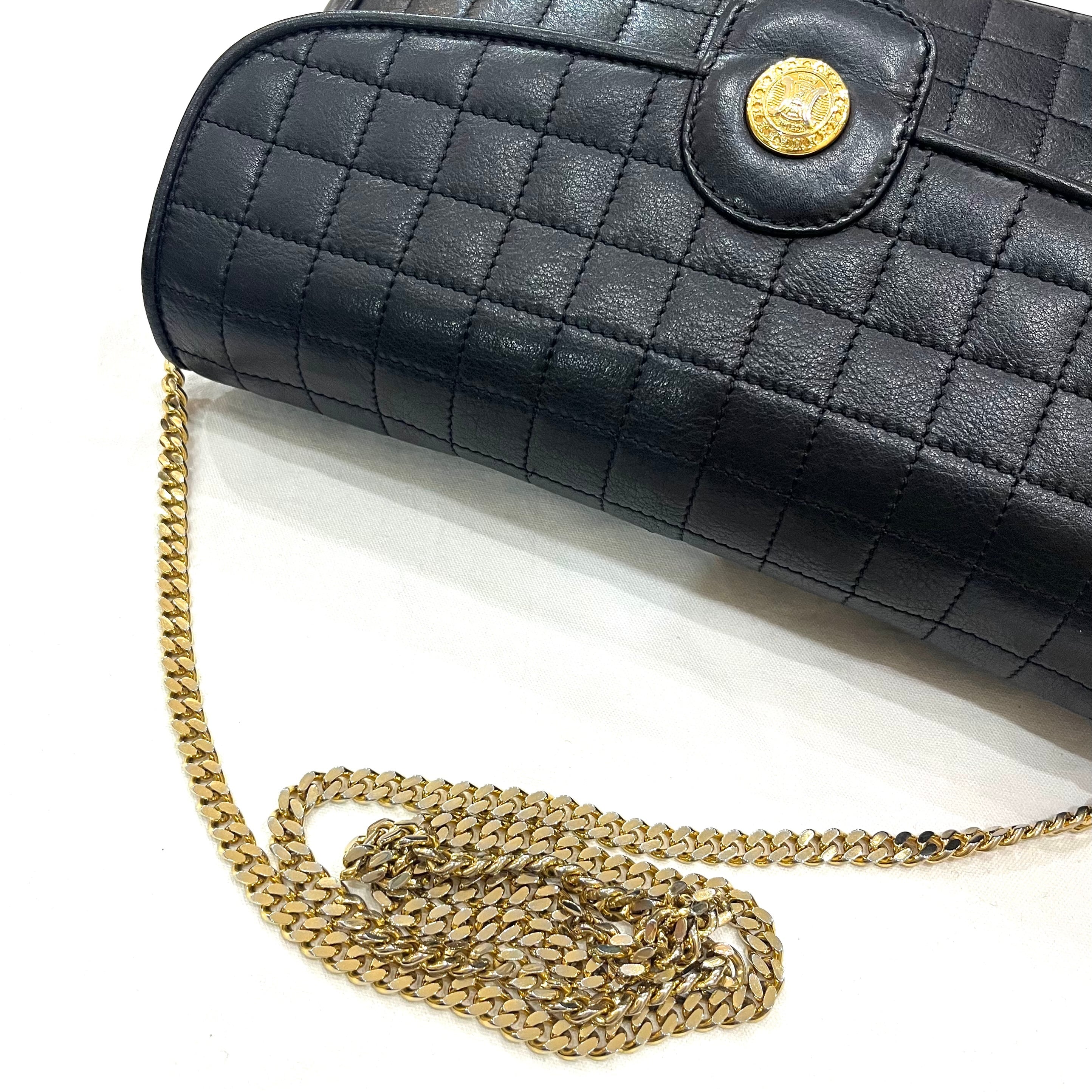 CELINE】2195 セリーヌ 本革レザーマトラッセ キルティング チェーン