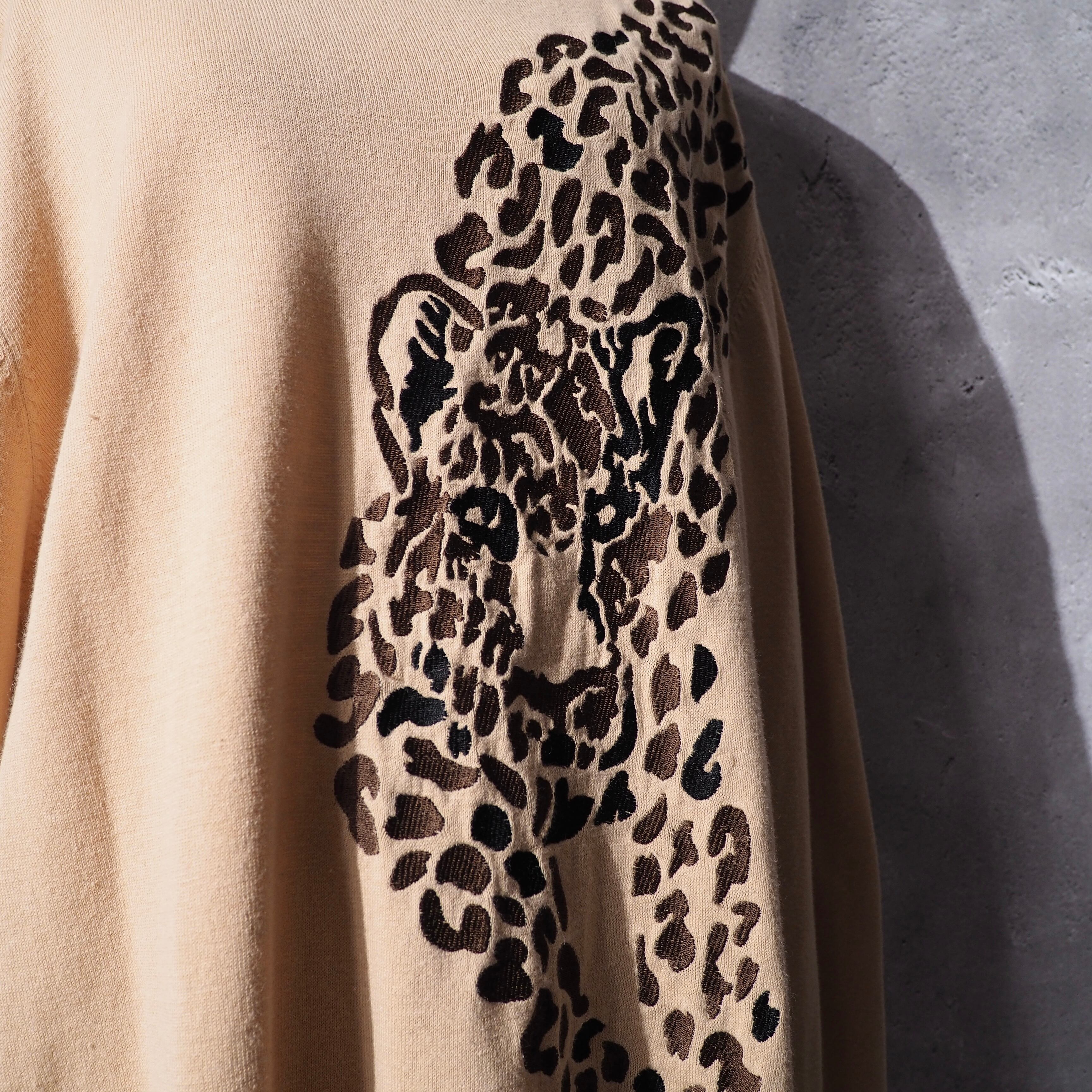 1990s ennui leopard embroidery vintage loose knit