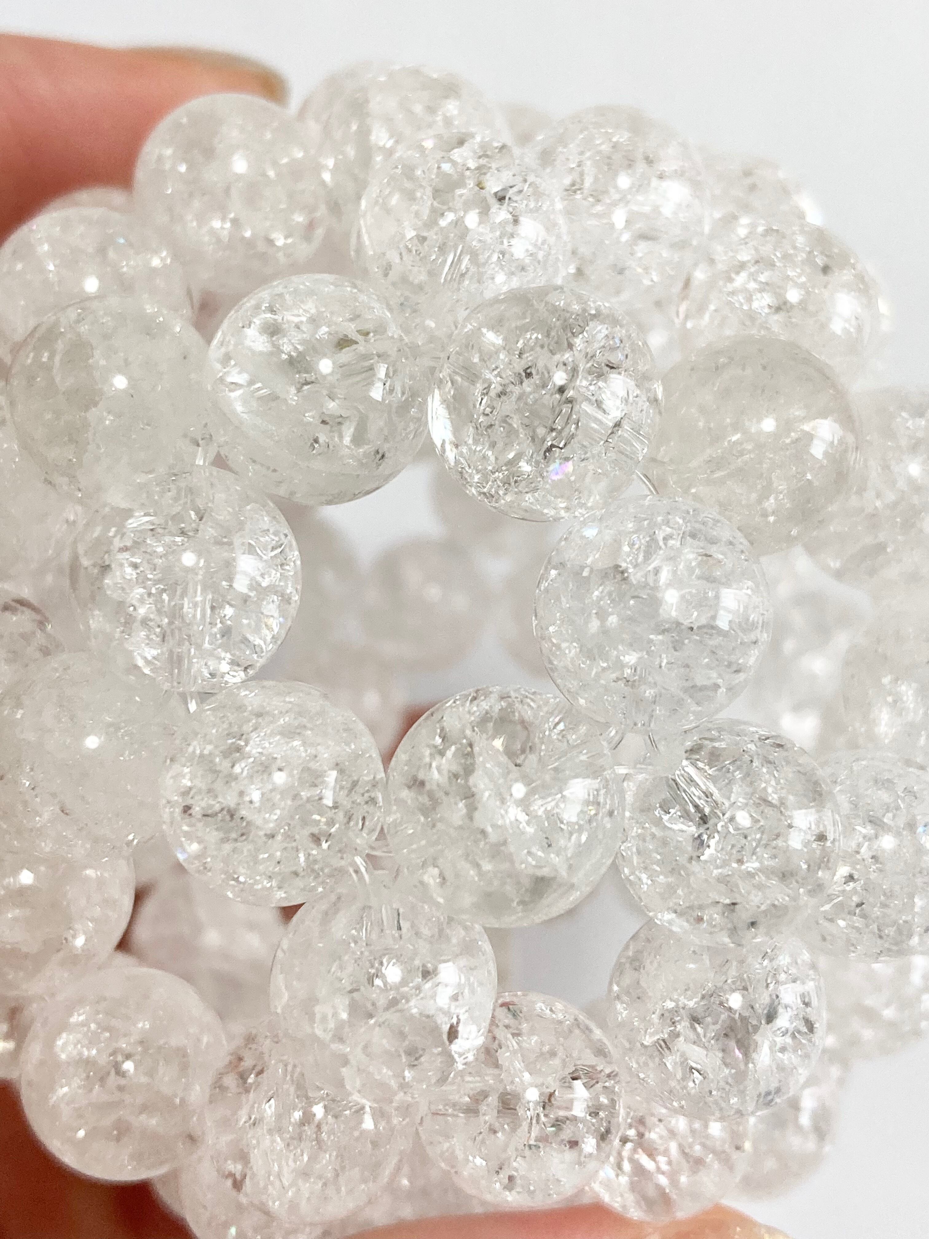 フラーレン　クラック水晶　10㎜珠　淡路島八大龍王の滝で浄化済 フラーレン クラック水晶 10㎜珠 淡路島八大龍王の滝で浄化済