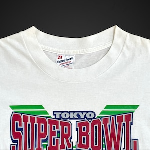 【United Sports】90s USA製 Xリーグ プリント Tシャツ シングルステッチ アメフト 東京ドーム スーパーボール  OLD ヴィンテージ  ロゴ M US古着