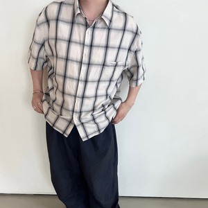 シャドーチェック柄半袖シャツ　0736