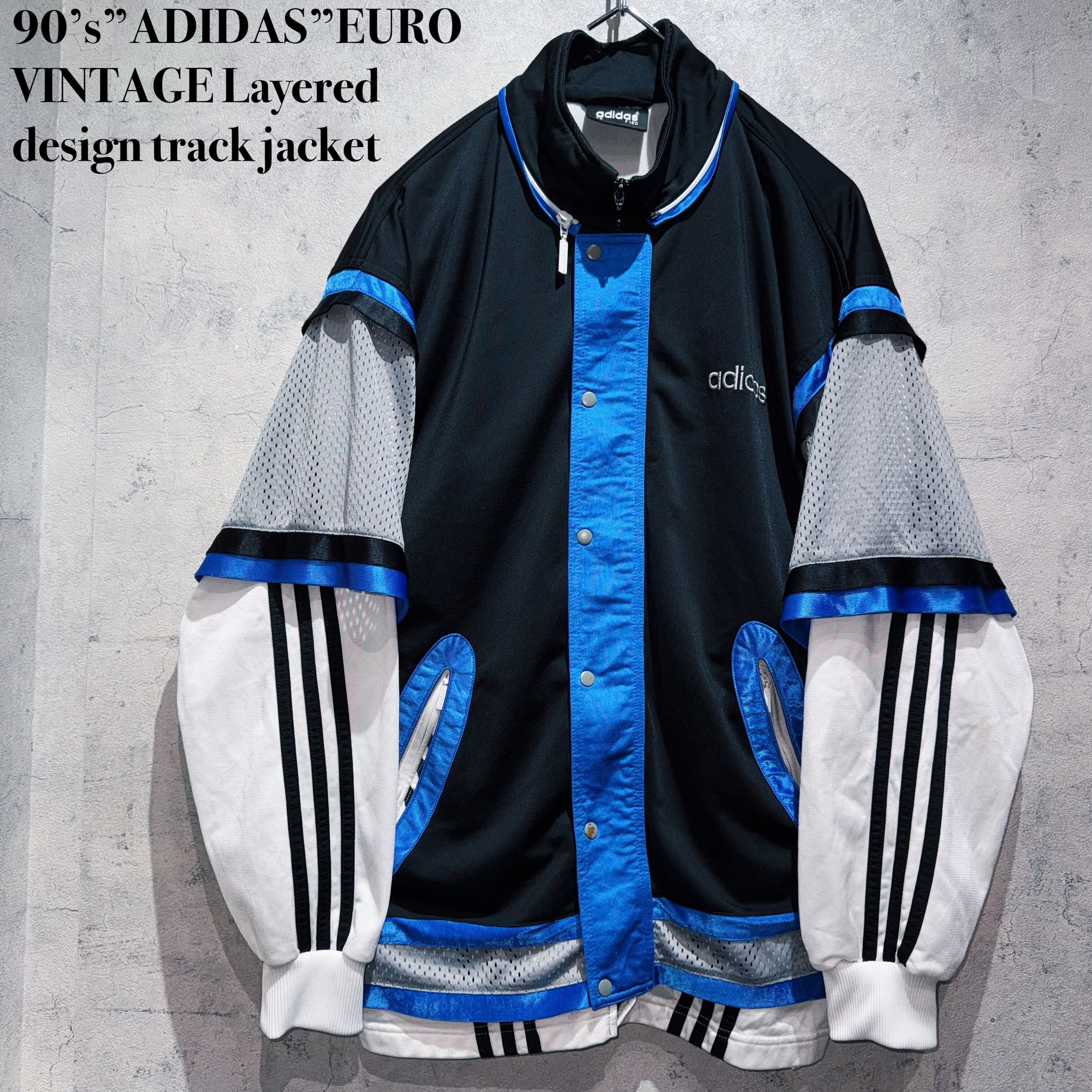 90’s”ADIDAS”EURO VINTAGE Layered design track jacket