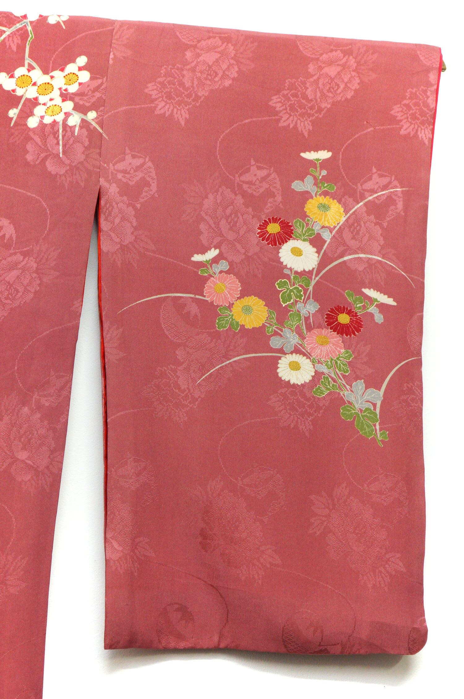 正絹 色留袖  一つ紋   美品 色留袖 一つ紋 加賀調 鶴と花 作家物 - からん::アンティーク着物