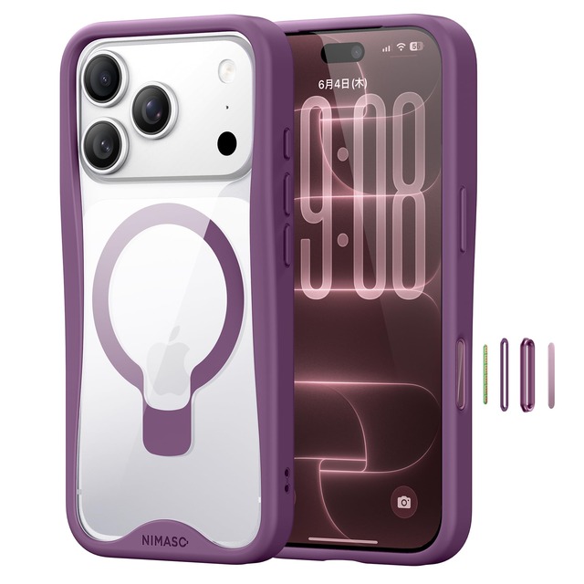 NIMASO iPhone 18 Pro Max/17 Pro Max用 ケース MagSafe対応 な握り心地 優雅シリーズ バーガンディ