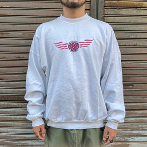 ビッグサイズ 90s Hanes メキシコ製 ヘインズ プリント スウェット トレーナー 刺繍 クルーネック ヴィンテージ ホワイト 白 古着 XXL