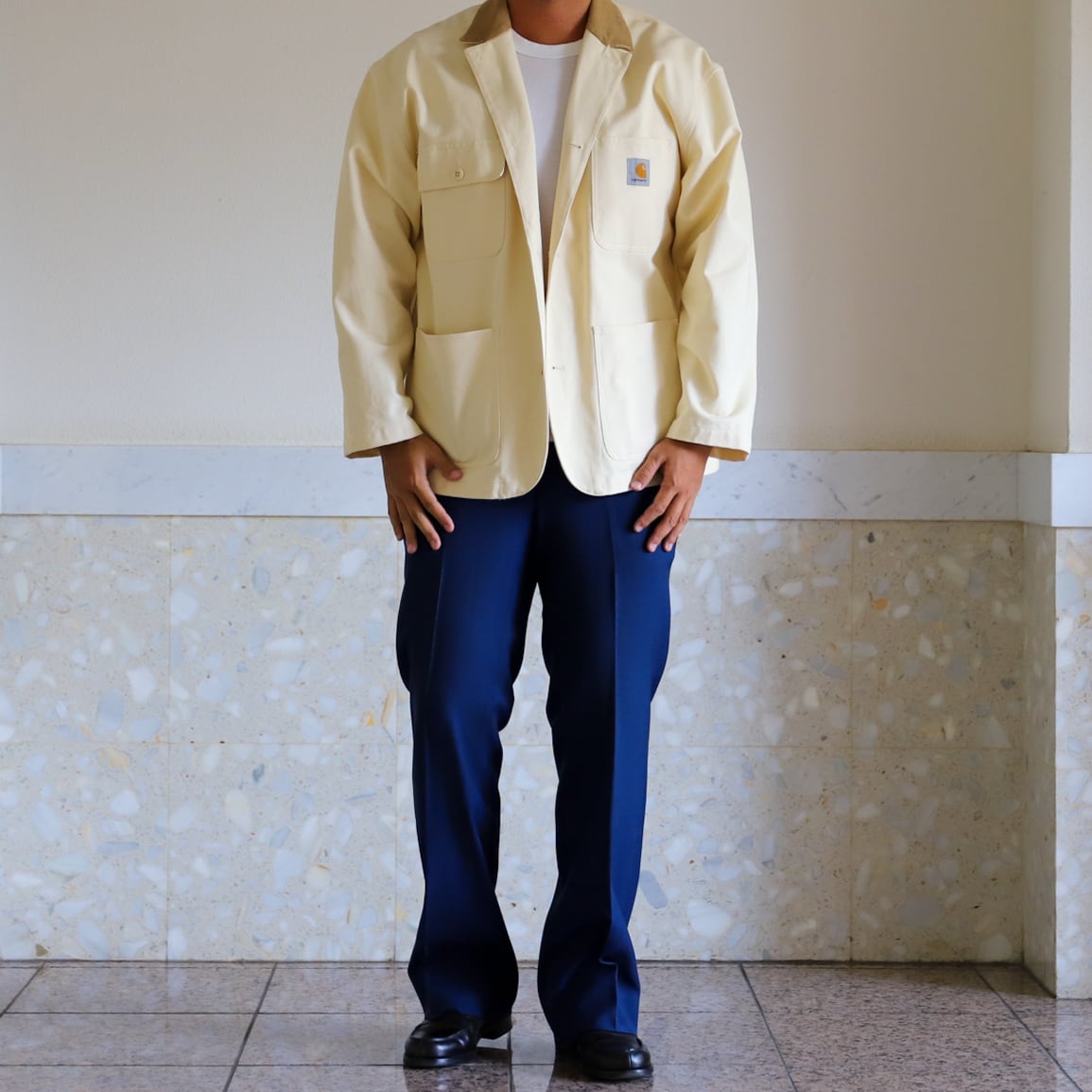 極美品】70s special vintage wool slacks pants W35 blue made in USA
