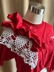 sculptural ruffle lace remake t-shirt-5264-6