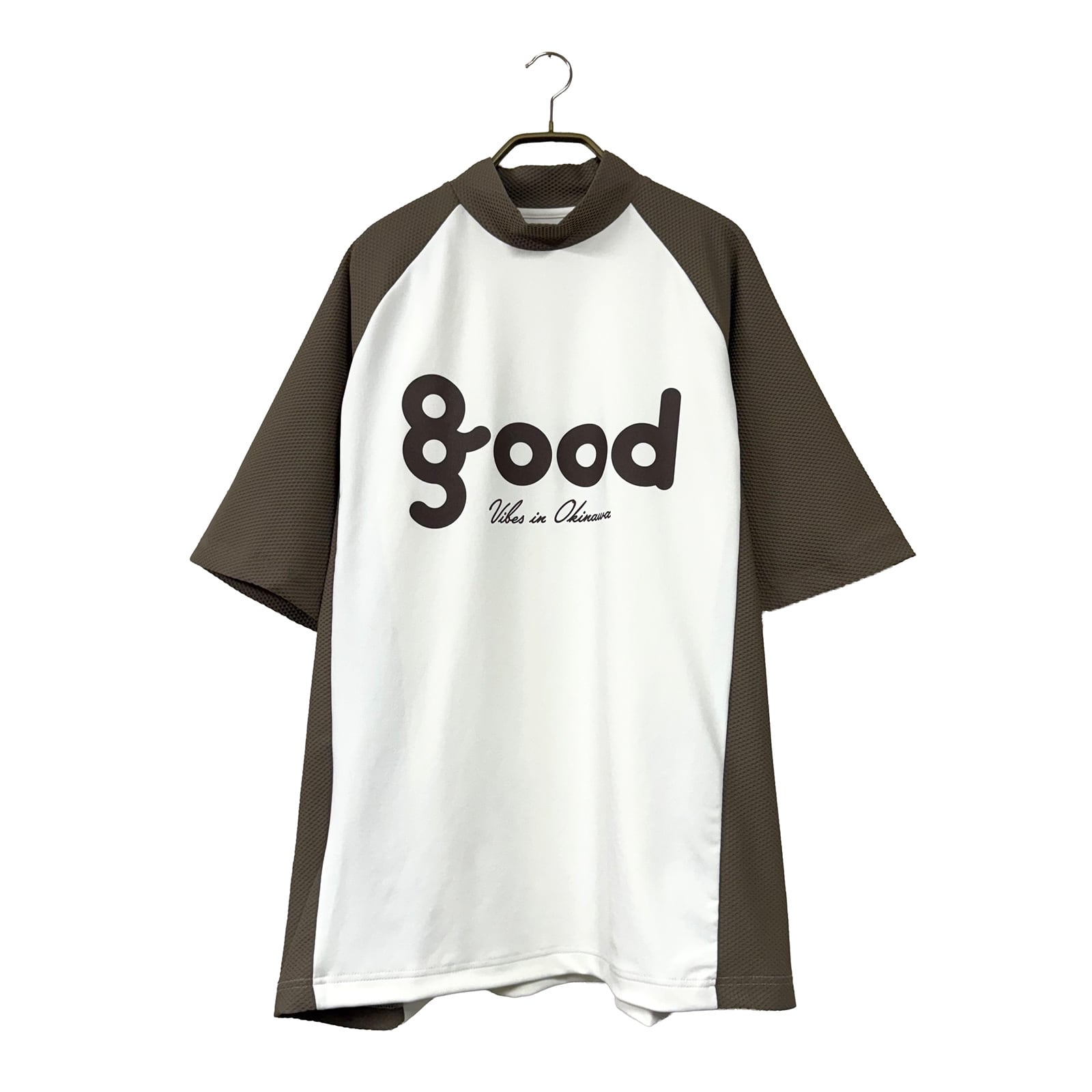 8G SHOOT × 69SLAM MESH SWITCHING MOCK NECK TEE -WHITE/BEIGE-