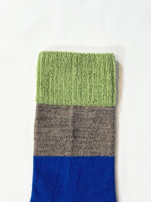 yahae・Wool Pile Sole Socks・Green×Brown　4-4027-22